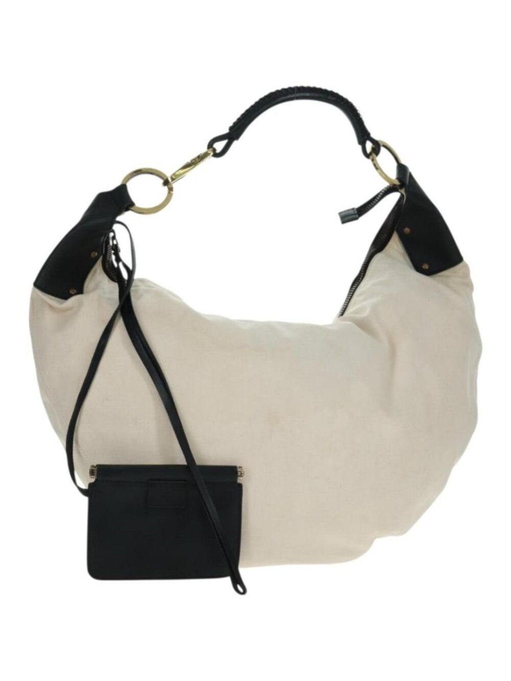 GUCCI Shoulder Bag Canvas Ivory Gold 95332